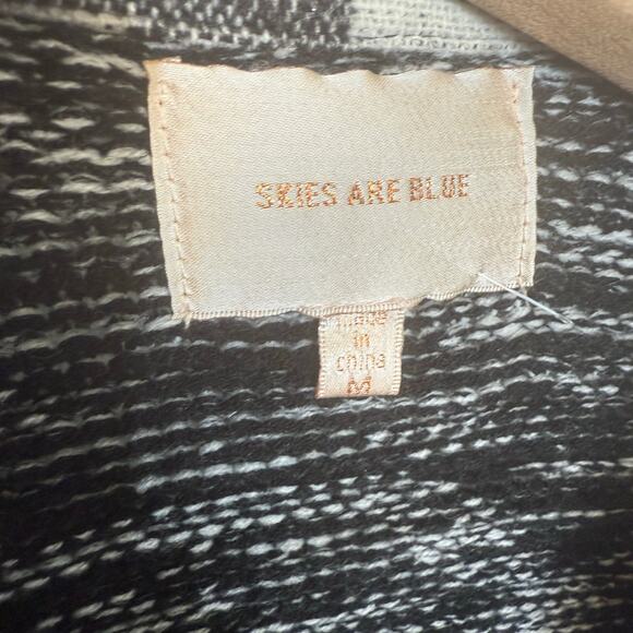 SKIES ARE BLUE Women's Medium Knit Blazer Aztec Southwest Black White Cardigan - Picture 6 of 12